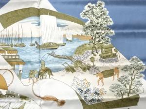 アンティーク　時代風景模様　男物肩裏地